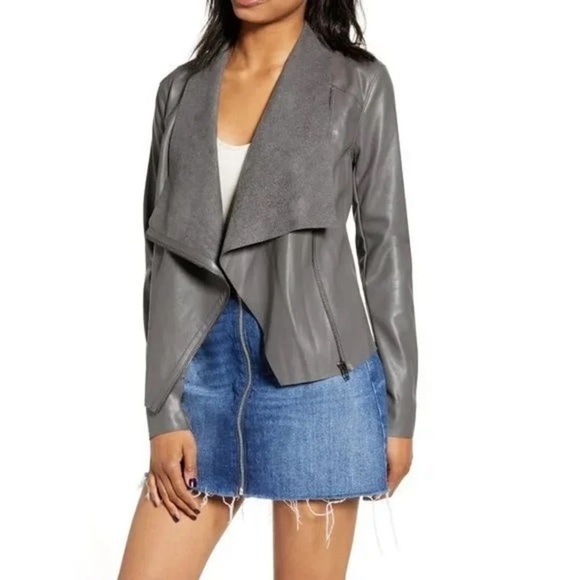 BlankNYC Leather Suede Moto Jacket Asymmetrical Zip Gray Women’s Size XS - Picture 1 of 12
